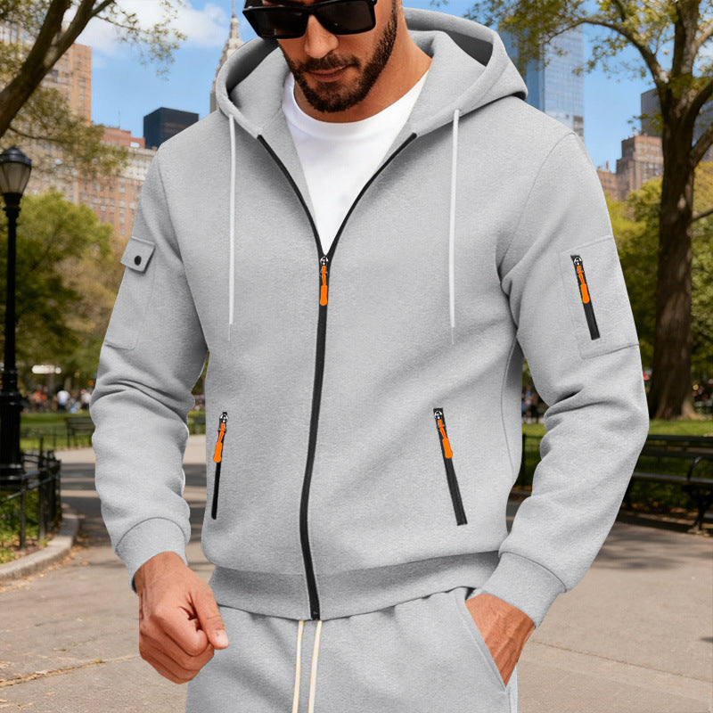 Herren nan Kapuzenjacke mit wasserabweisenden Reißverschlüssen und multifunktionalen Taschen Drune