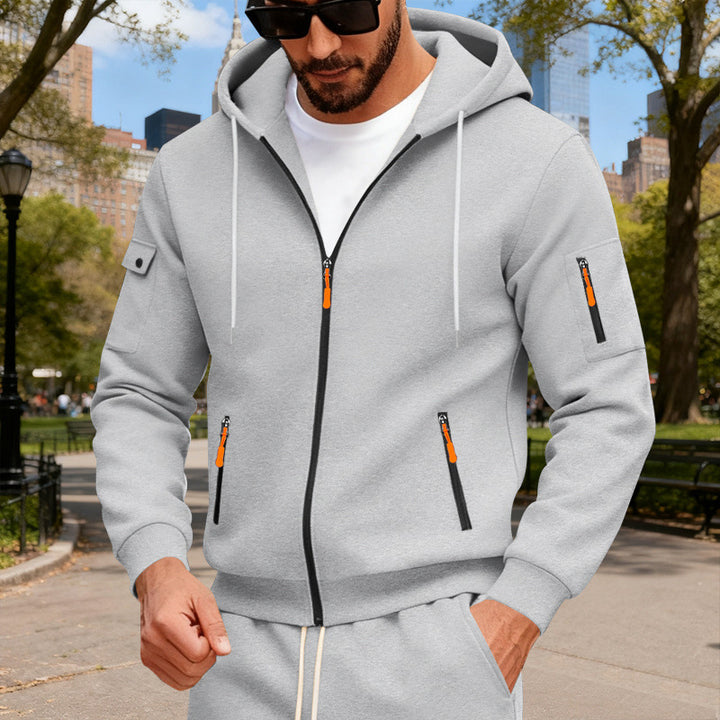 Herren nan Kapuzenjacke mit wasserabweisenden Reißverschlüssen und multifunktionalen Taschen Drune