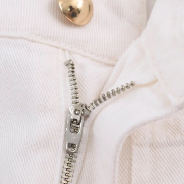 Damen Hochtaillierte weite Leinenhose mit Bügelfalte und aufgesetzten Taschen Drune