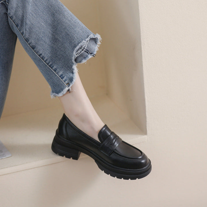Damen Mokassin-Schuhe mit robustem Plateau und eleganter Schnalle Drune
