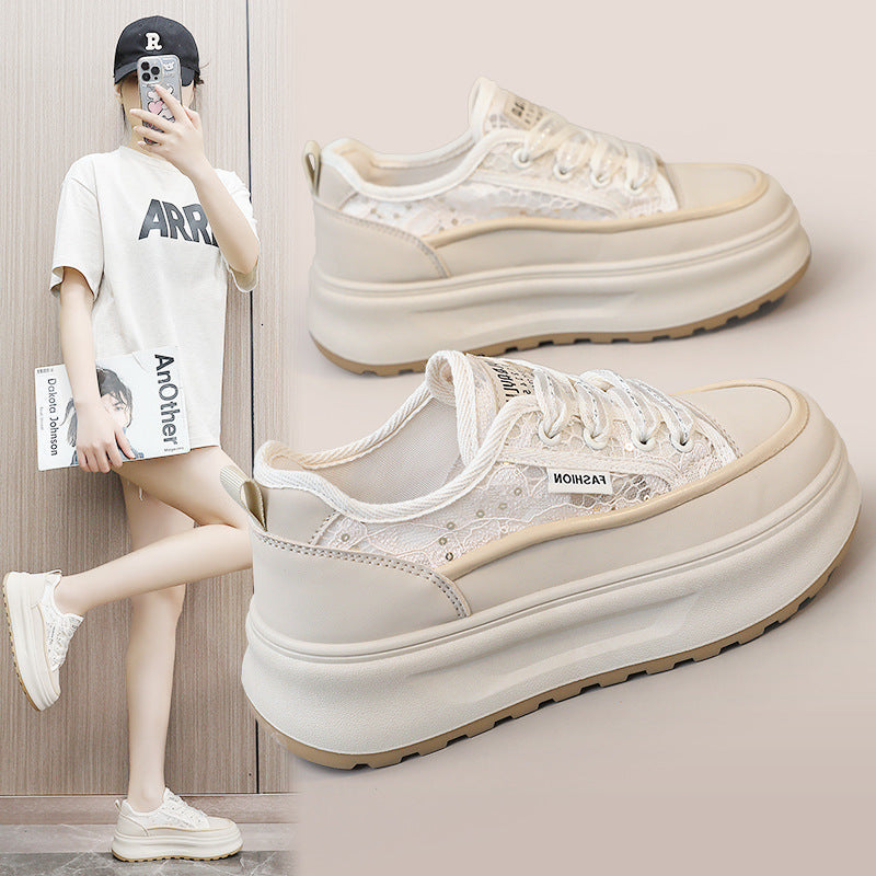 Damen modische Plateau Sneakers mit atmungsaktiver Mesh-Oberfläche und komfortabler Dämpfung Drune