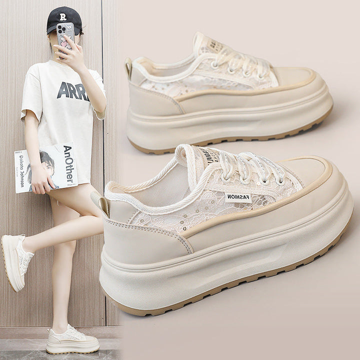 Damen modische Plateau Sneakers mit atmungsaktiver Mesh-Oberfläche und komfortabler Dämpfung Drune