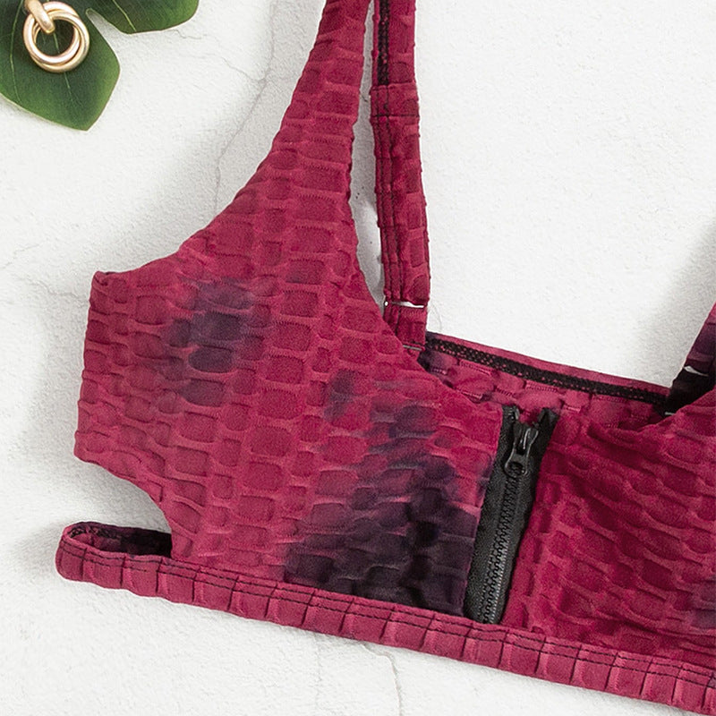 Damen Bikiniset mit Reißverschluss und strukturiertem Design Drune