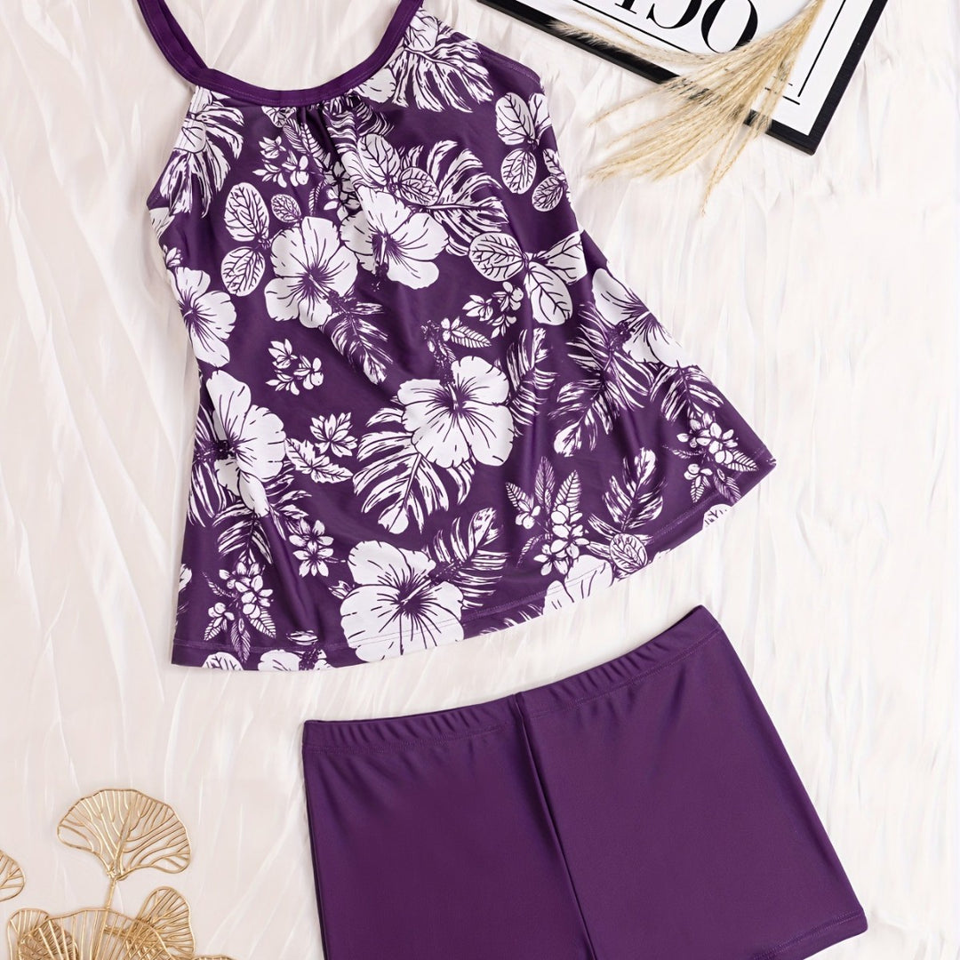 Damen Tankini mit floralem Design und komfortablen Shorts Drune