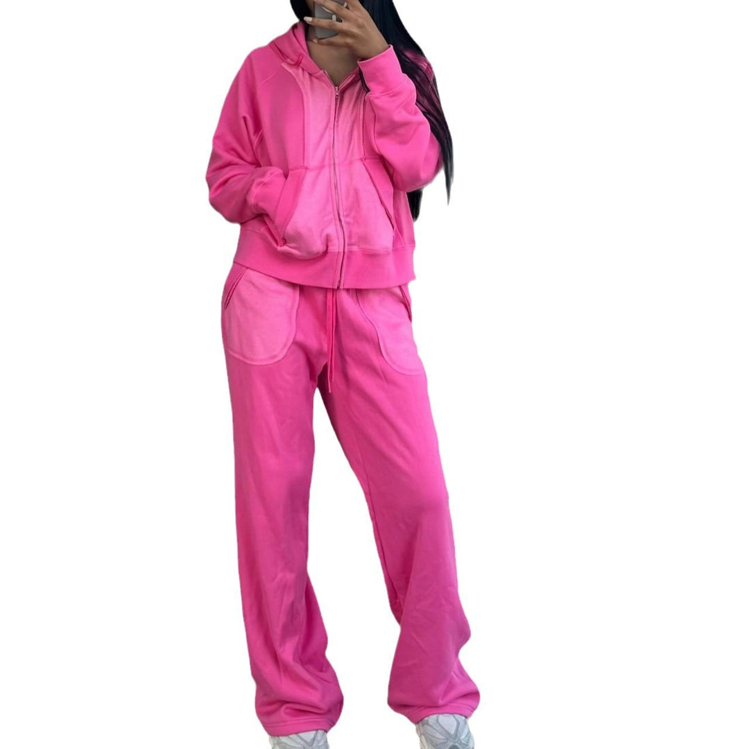 Damen Sportanzug mit modernem Hoodie und weiten Hosen Drune