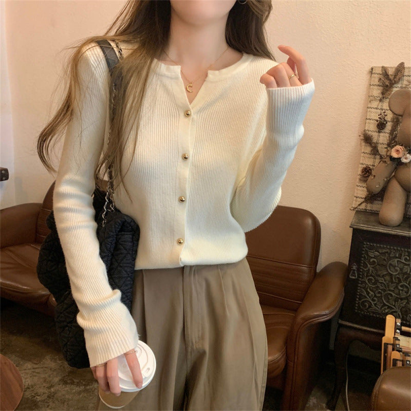 Damen Eleganter Strickcardigan mit Knopfdetails und feiner Rippstruktur Drune
