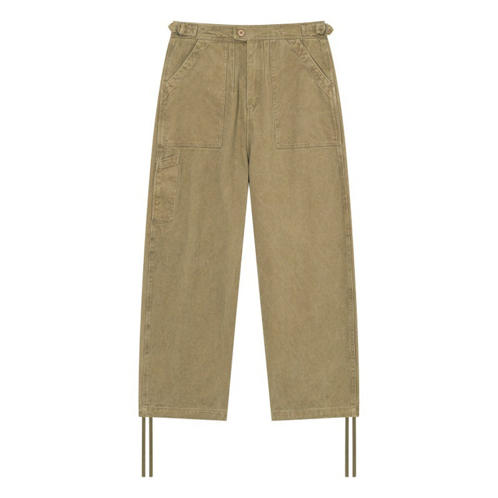 Damen High‑Waist Utility-Cargo-Hose mit geradem Bein, aufgesetzten Taschen und verstellbaren Saumbändern Drune