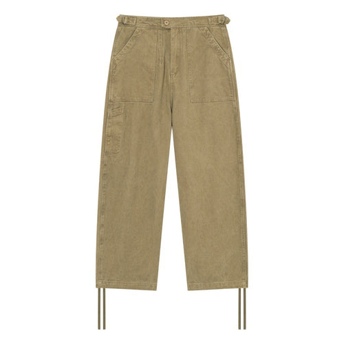 Damen High‑Waist Utility-Cargo-Hose mit geradem Bein, aufgesetzten Taschen und verstellbaren Saumbändern Drune