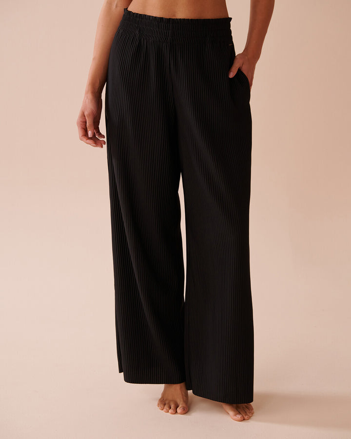 Damen Weite Plissee‑Loungehose mit elastischem Smokbund, Seitentaschen und fließender Palazzo‑Silhouette Drune