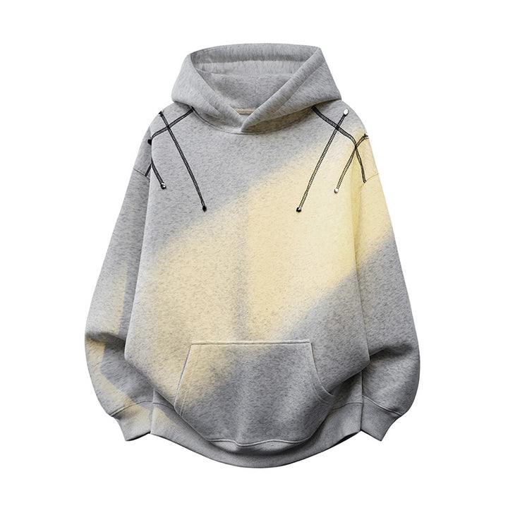 Unisex Oversize-Kapuzenpullover mit Kängurutasche und dekorativen Zugbändern Drune