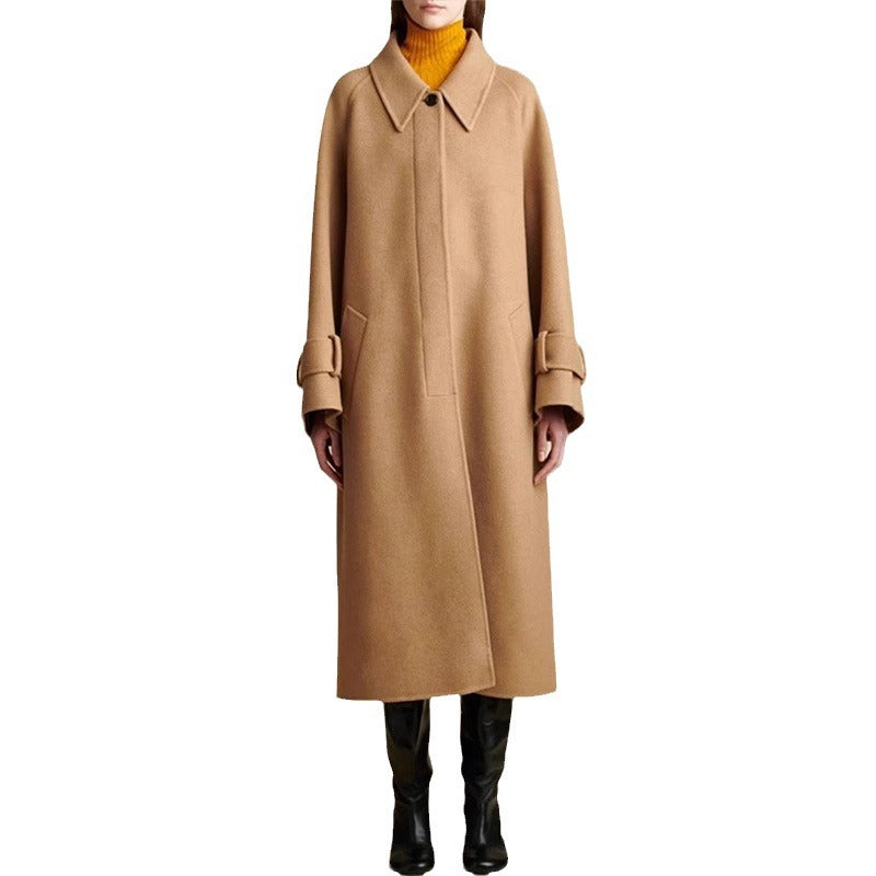 Damen Oversized Wollmantel mit modernem Kragen Drune