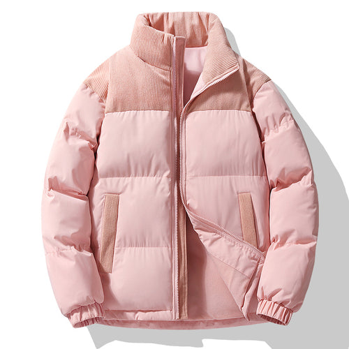 Damen Steppjacke mit Cord-Einsätzen, wattierter Thermofüllung und Stehkragen Drune