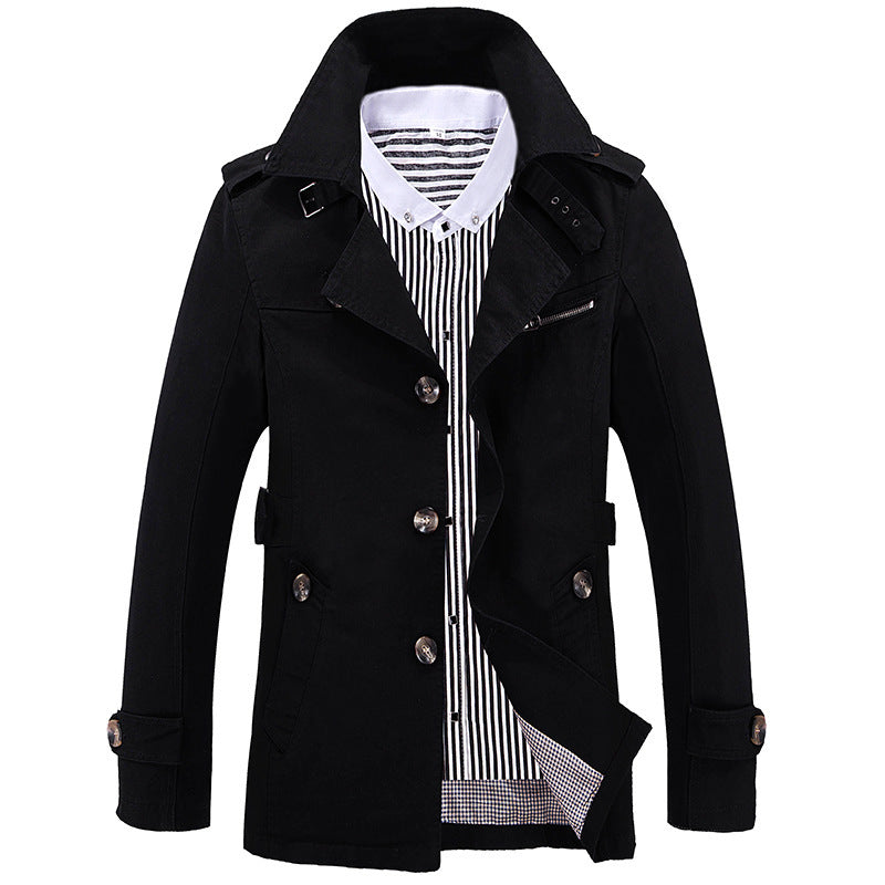Herren leichter Baumwoll-Fieldcoat mit Hemdkragen, Epauletten und Brustreißverschluss Drune