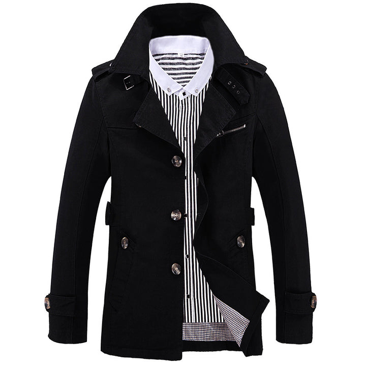 Herren leichter Baumwoll-Fieldcoat mit Hemdkragen, Epauletten und Brustreißverschluss Drune