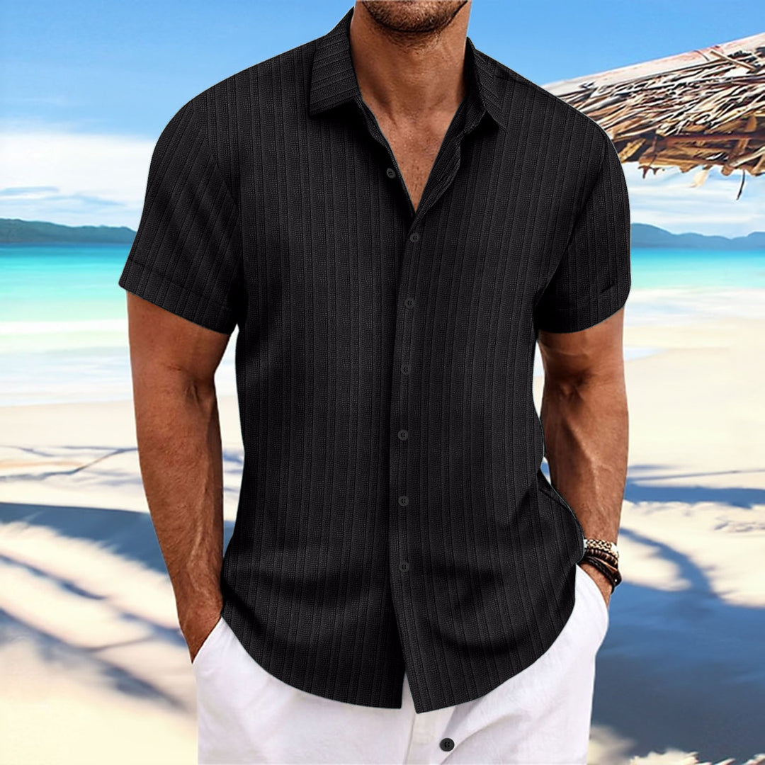 Herren Kurzarm gestreiftes lässiges Button-Up Hemd Drune