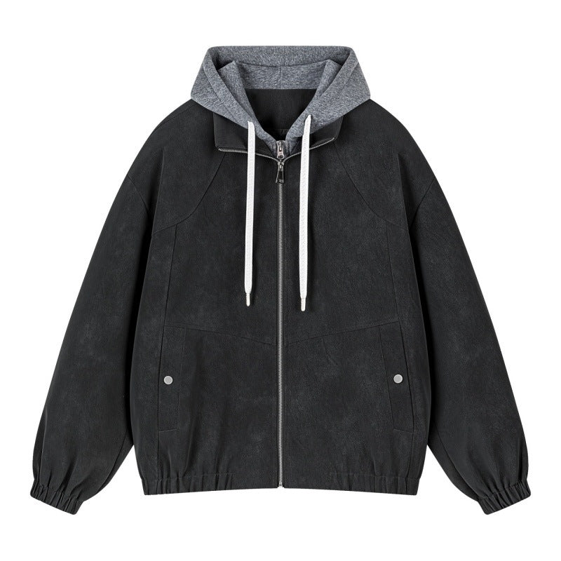 Herren Lagenlook Bomberjacke mit integrierter Kapuze, elastischem Saum & Druckknopf‑Taschen Drune