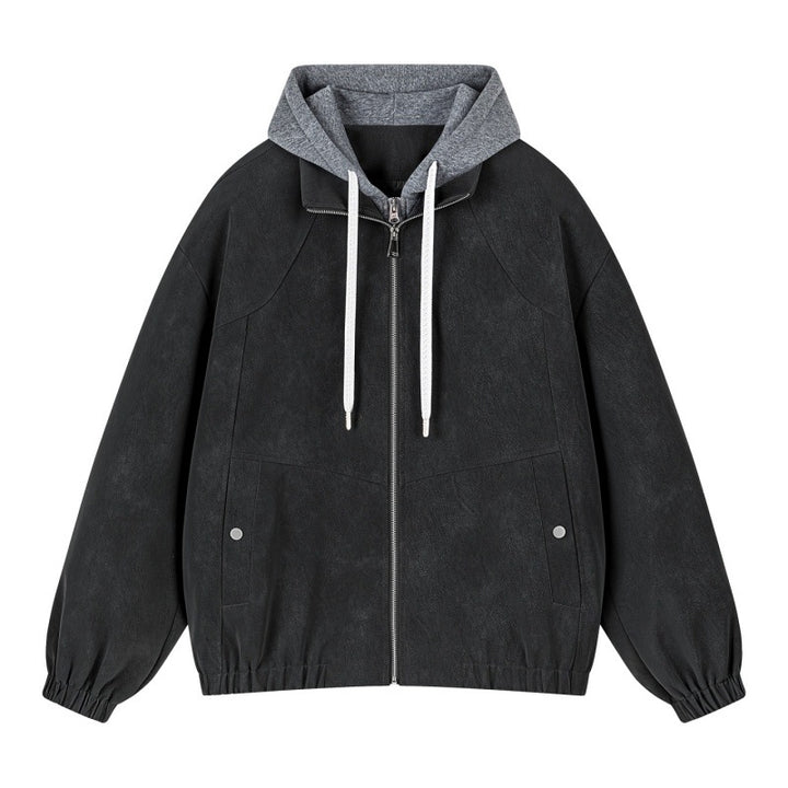 Herren Lagenlook Bomberjacke mit integrierter Kapuze, elastischem Saum & Druckknopf‑Taschen Drune