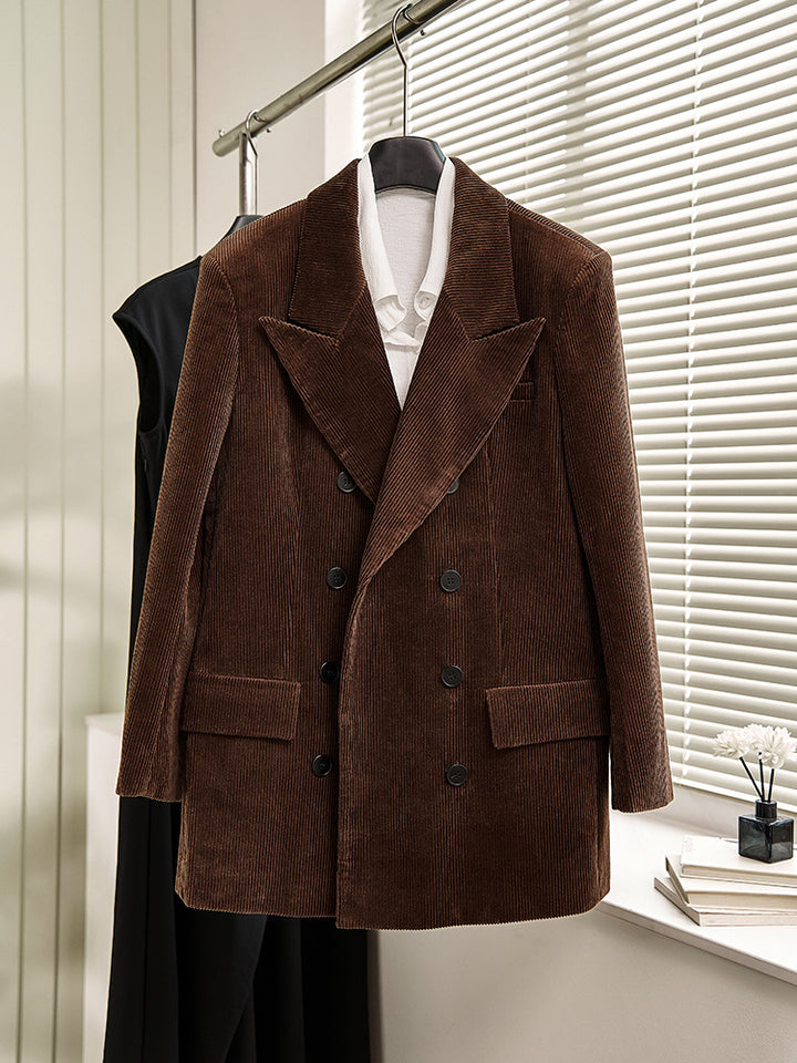 Damen eleganter Cordblazer mit doppelter Knopfreihe und klassischem Schnitt Drune