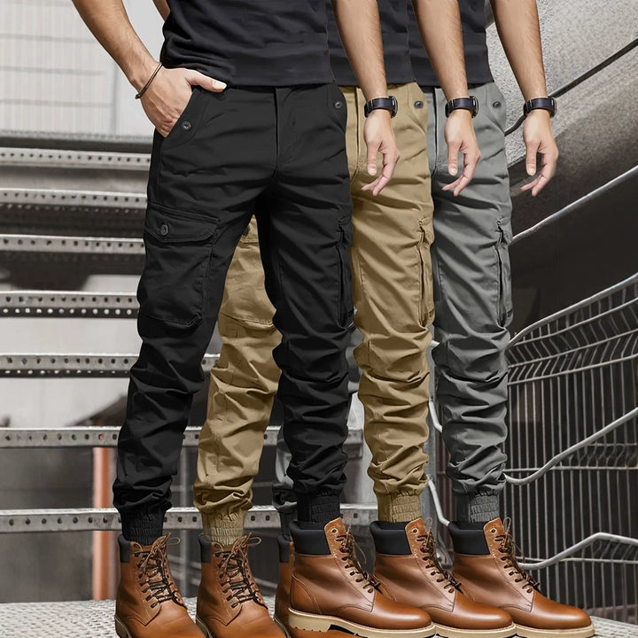 Herren Cargo-Joggerhose mit elastischem Bund, Tunnelzug und Multifunktionstaschen Drune