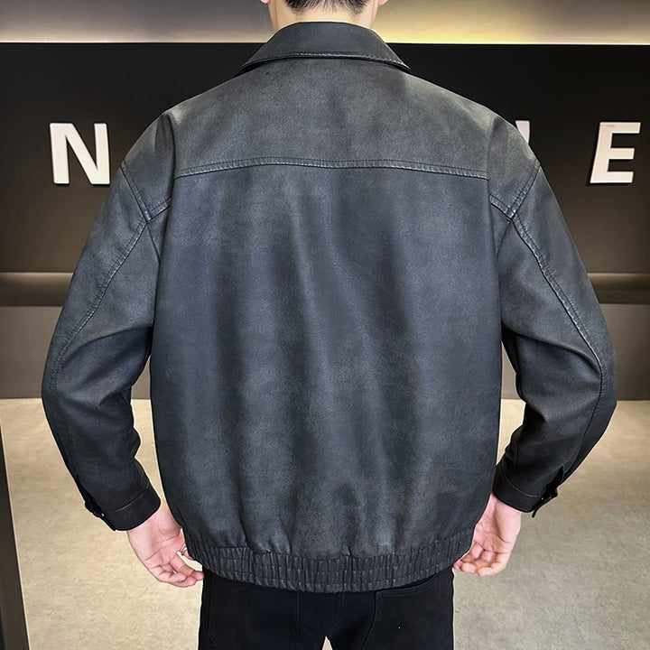Herren Oversize Velours‑Optik Übergangsblouson mit Hemdkragen, Reißverschluss & elastischem Saum Drune