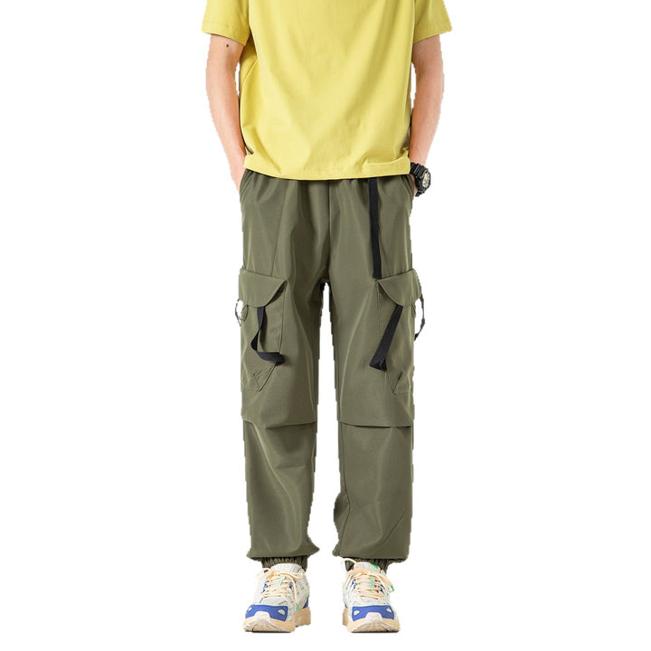 Herren Utility-Cargohose im Joggerstil mit Elastikbund, Klapp-Taschen und verstellbaren Riemen Drune