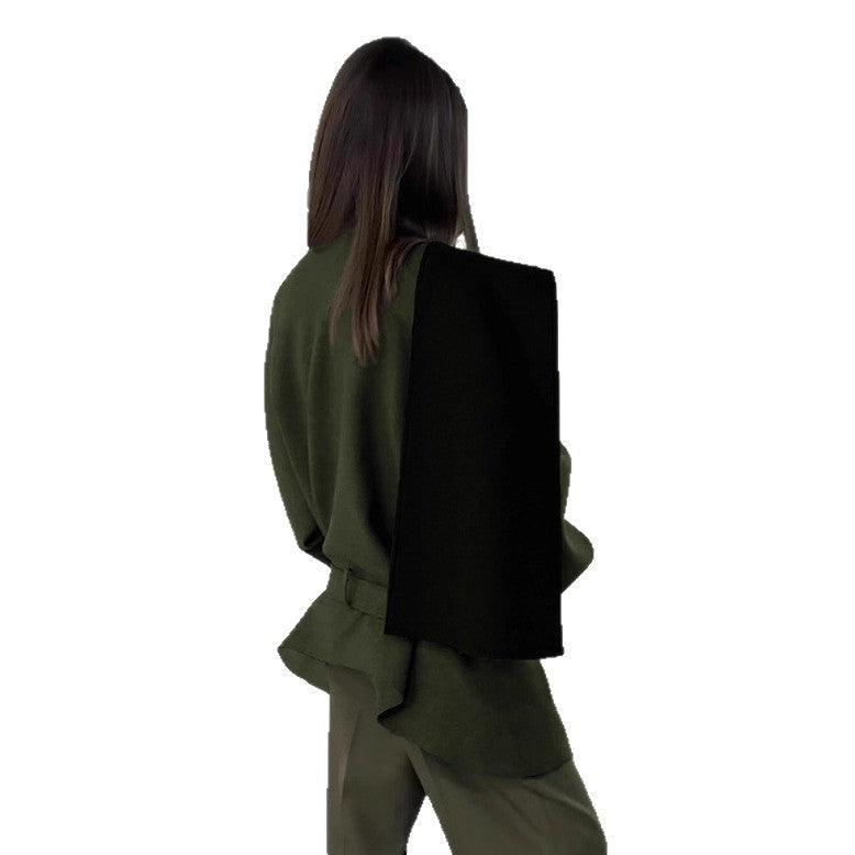 Damen Modische Jacke mit hohem Kragen und taillierter Silhouette Drune