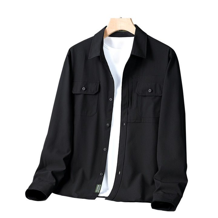 Herren nan strukturiertes Overshirt aus atmungsaktivem Ripstop mit zwei Klappbrusttaschen Drune