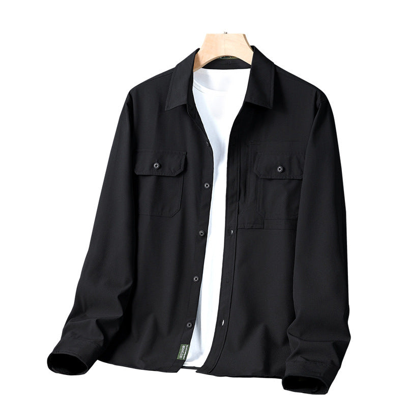 Herren  strukturiertes Overshirt aus atmungsaktivem Ripstop mit zwei Klappbrusttaschen Drune