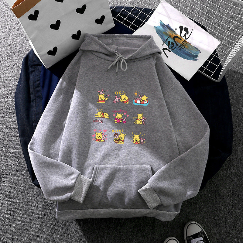 Damen nan Kapuzenpullover mit mehrfachem Comic-Emote-Print, oversized Schnitt und weichem Innenfutter Drune