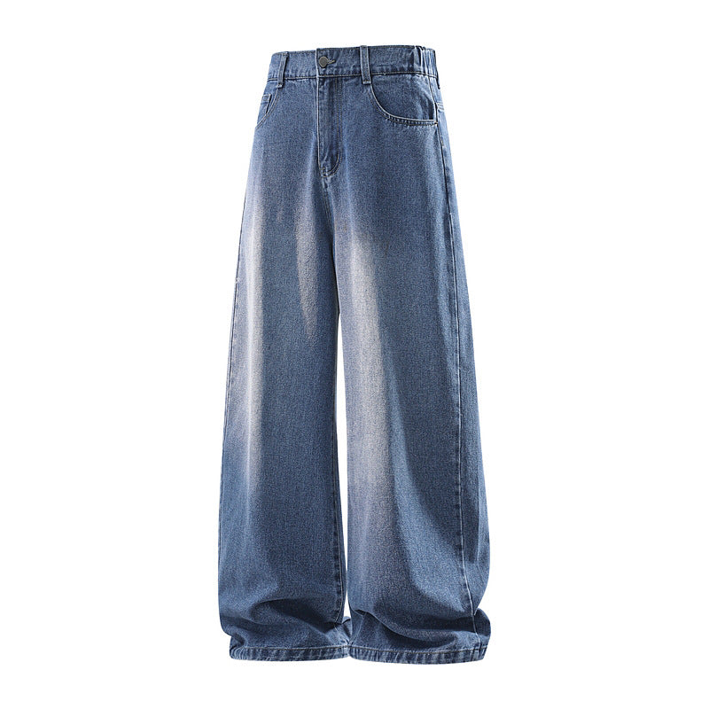 Damen Weite Jeanshose mit hohem Bund, elastischem Taillenbund und Baggy‑Silhouette Drune
