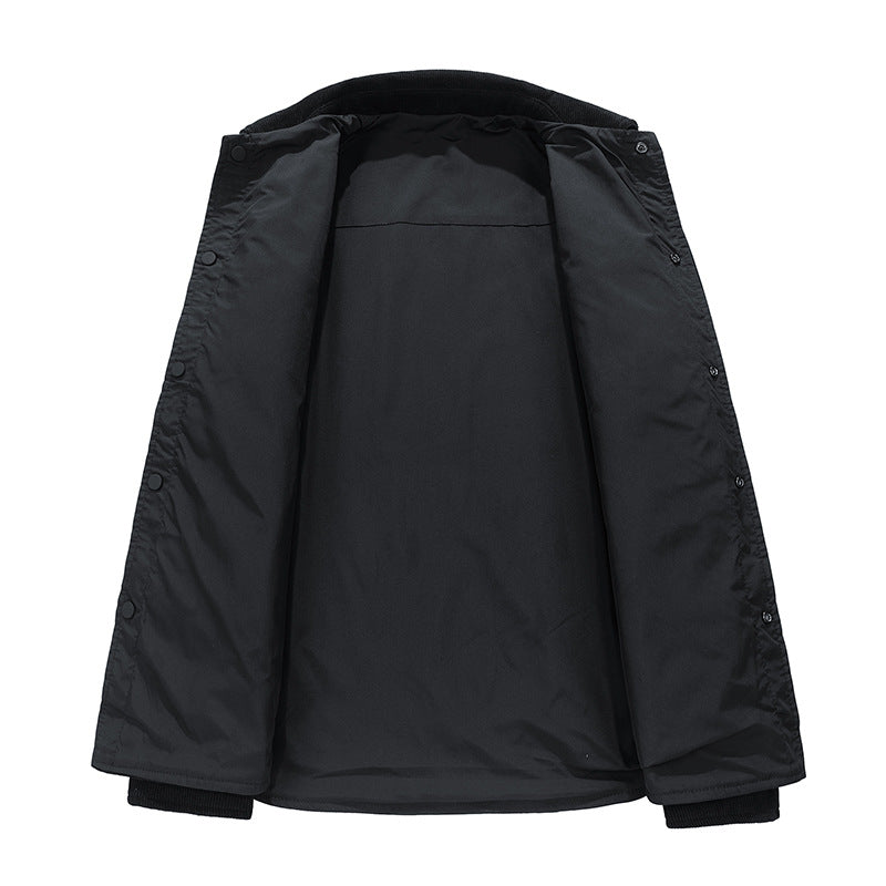Herren Cordjacke mit Kentkragen, Brusttaschen und Druckknopfverschluss Drune