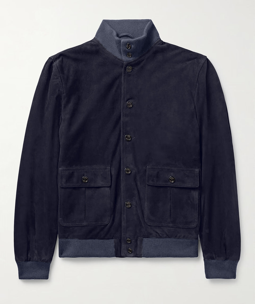 Drune | Herren Slim Suede Jacke mit Stehkragen und Klapptaschen
