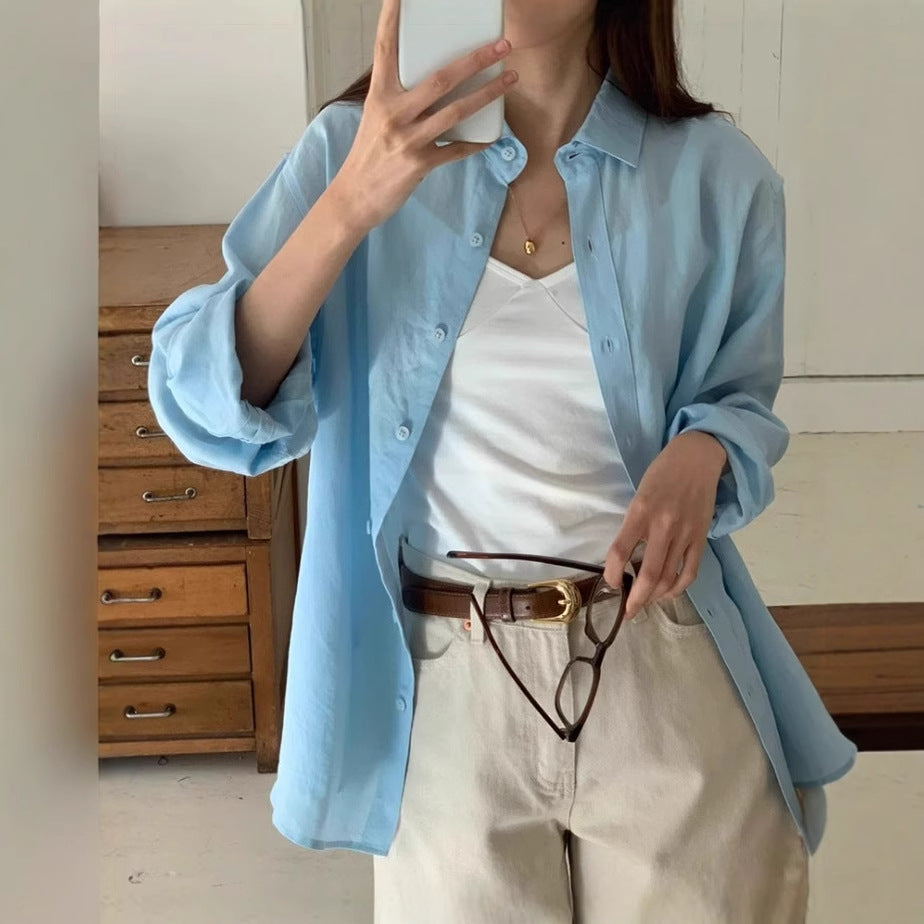 Damen Lässige Oversize-Hemdbluse mit kastiger Silhouette und krempelbaren Ärmeln Drune