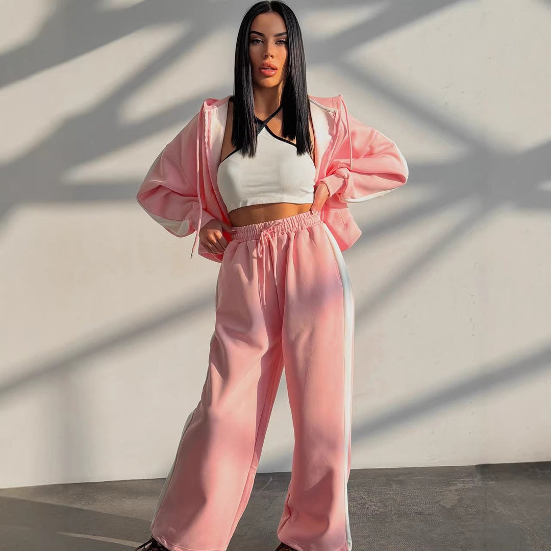 Damen sportliches Freizeit-Set mit modernem Hoodie und bequemer Jogginghose Drune
