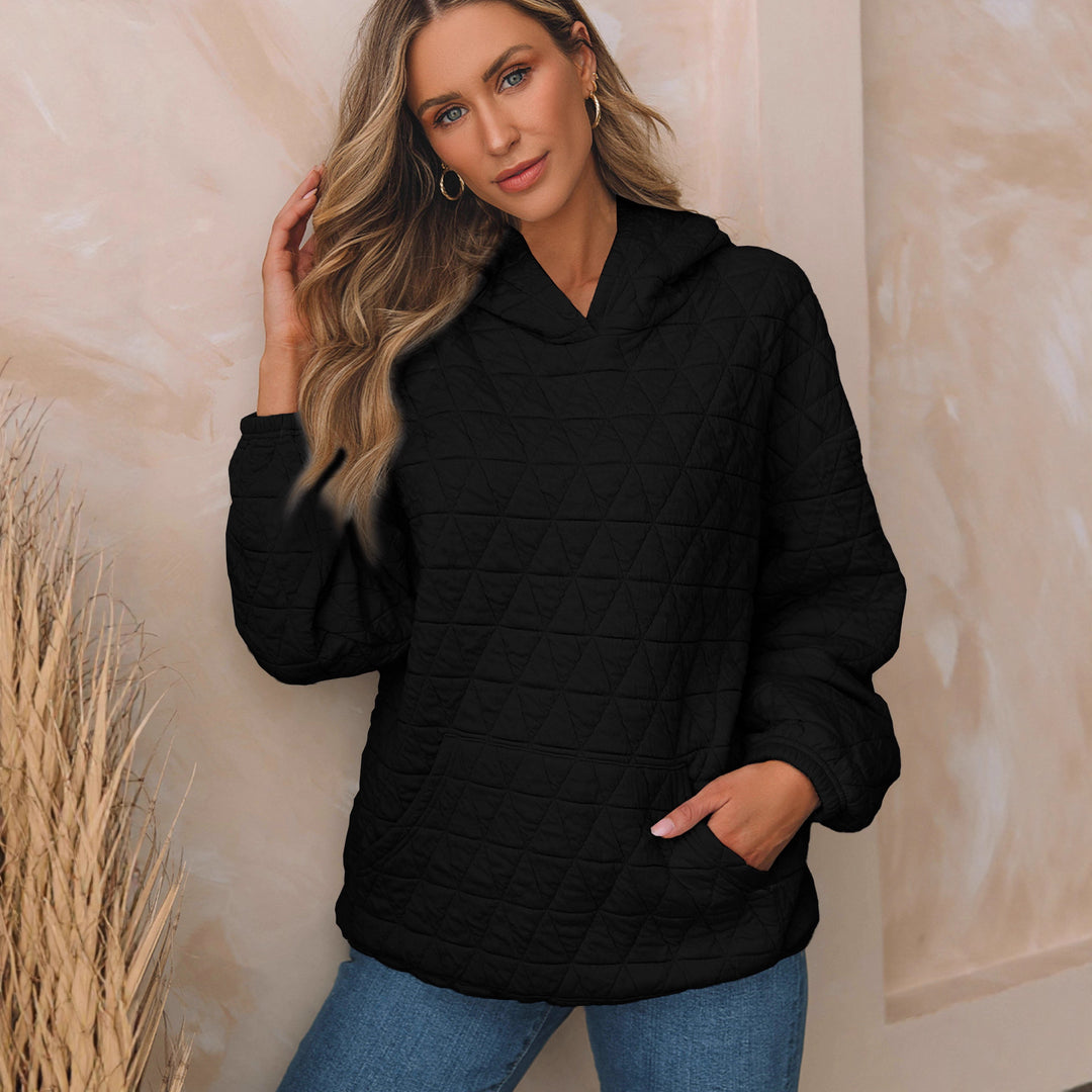 Damen Gepolsterter Stepp-Kapuzenpullover mit Kängurutasche Drune