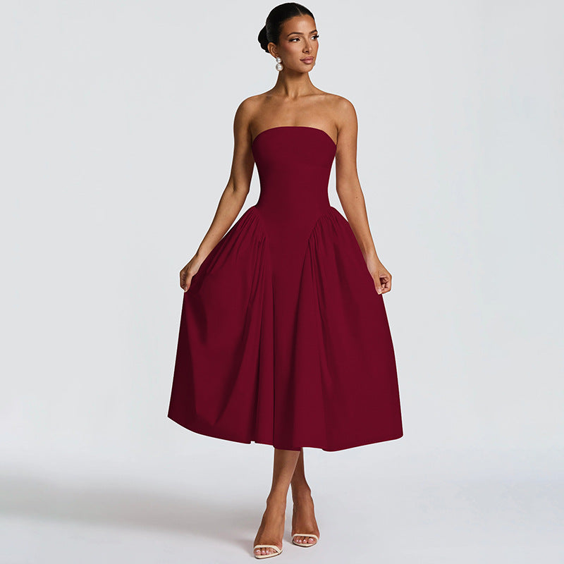Damen Maxikleid mit schulterfreiem Design und fließendem Schnitt Drune