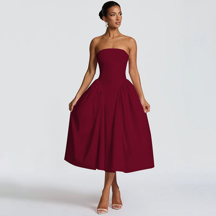 Damen Maxikleid mit schulterfreiem Design und fließendem Schnitt Drune