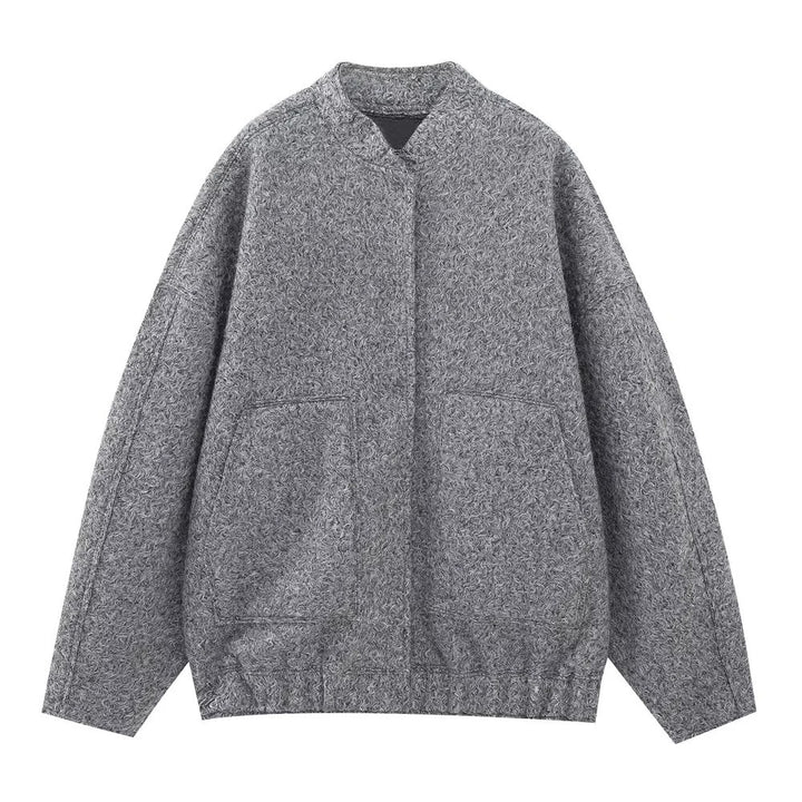 Damen 70+ Oversize Teddy-Fleece Jacke mit Stehkragen und aufgesetzten Taschen Drune