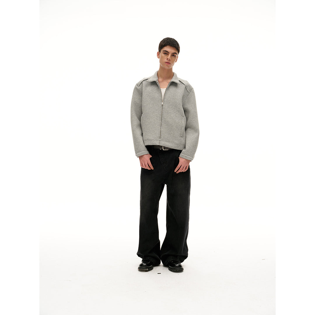 Damen Leichte Boxy‑Sweatjacke mit Hemdkragen, durchgehendem Reißverschluss und verdeckten Seitentaschen Drune