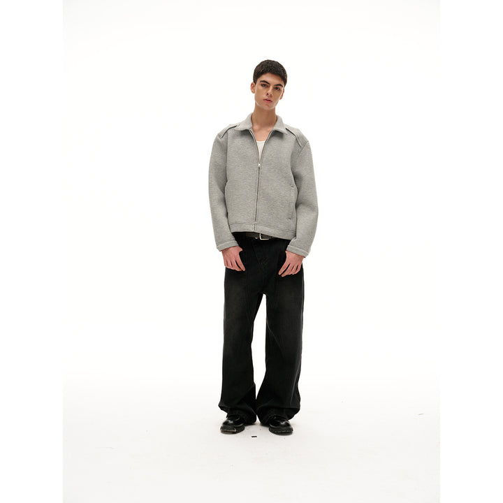 Damen Leichte Boxy‑Sweatjacke mit Hemdkragen, durchgehendem Reißverschluss und verdeckten Seitentaschen Drune