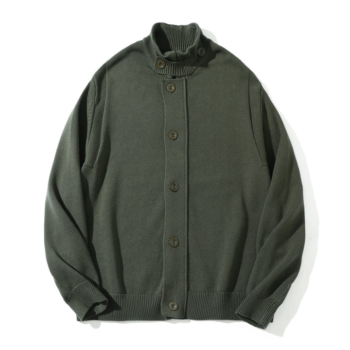 Herren Strick-Cardigan mit hochgeschlossenem Kragen und durchgehender Knopfleiste Drune