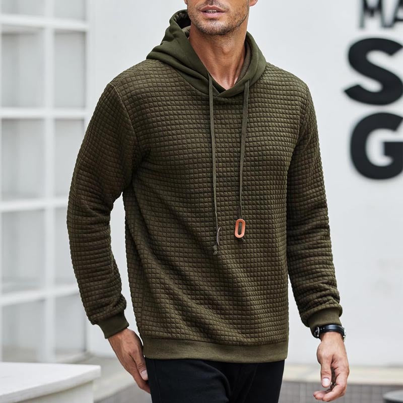 Herren Gepolsterter Steppmuster-Hoodie mit Kapuze und Kordelzug Drune
