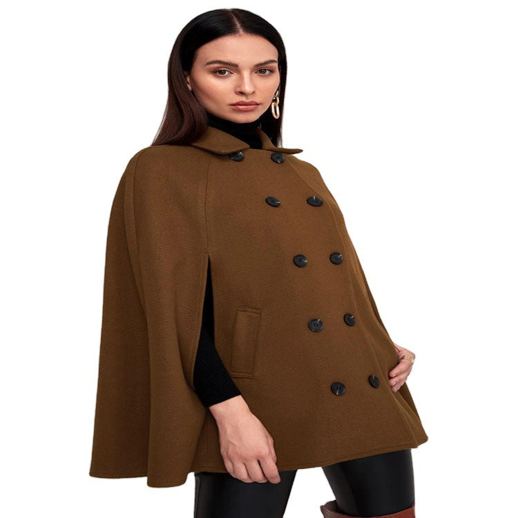 Damen Kurzcape-Mantel im Boxy-Tailoring mit verdeckten Ärmelschlitzen und Reverskragen Drune