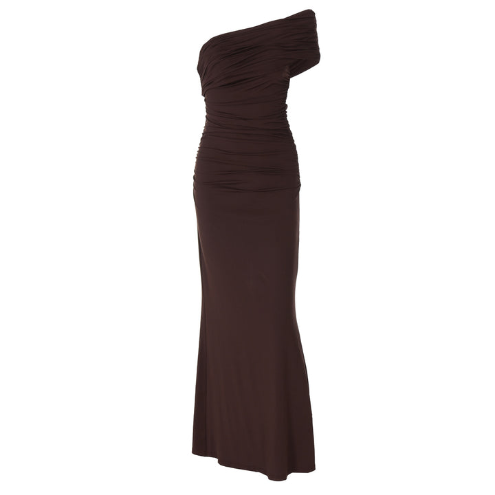 Damen Elegantes Maxikleid mit raffinierter Drapierung Drune