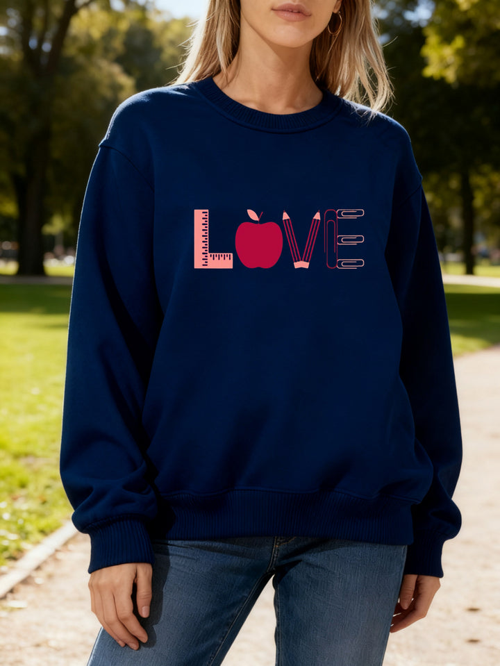 Damen Sweatshirt mit kreativem Love-Motiv Drune