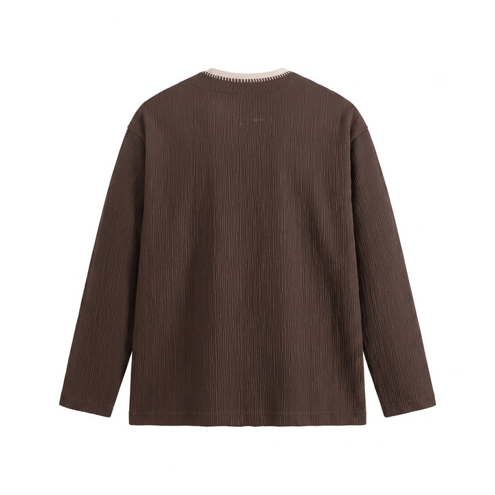 Herren Texturierter Sweatshirt-Pullover mit Lagenkragen und dekorativer Ziernaht Drune