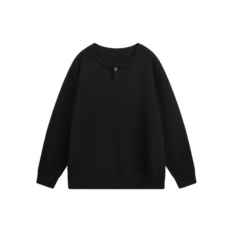 Unisex Oversize-Feinstrickpullover mit kurzem Henleyverschluss und strukturierter Mélange-Qualität Drune