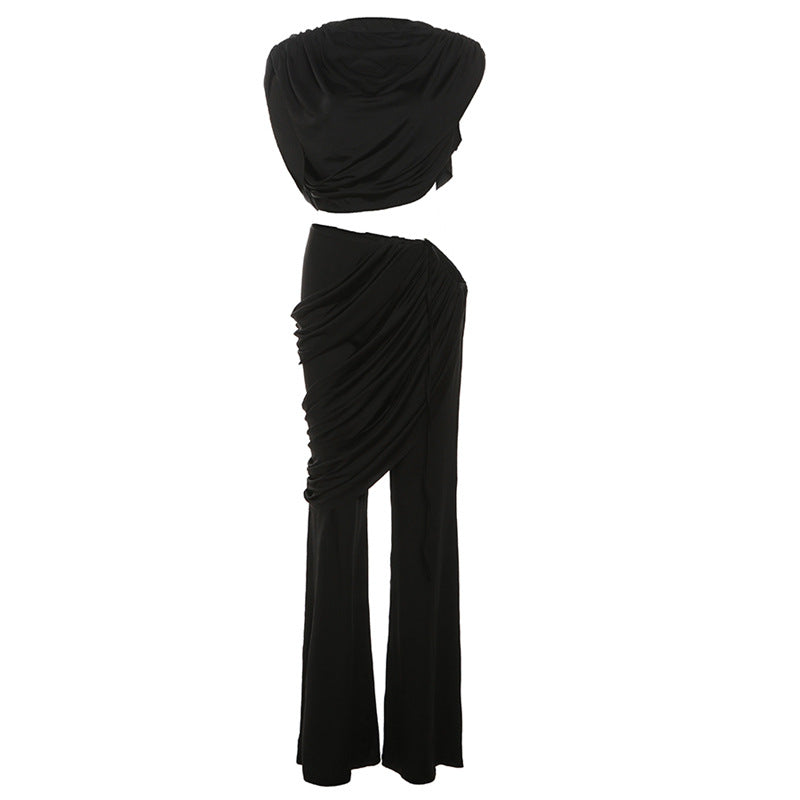 Damen Elegantes Set mit gerafftem Oberteil und weitem Bund Drune