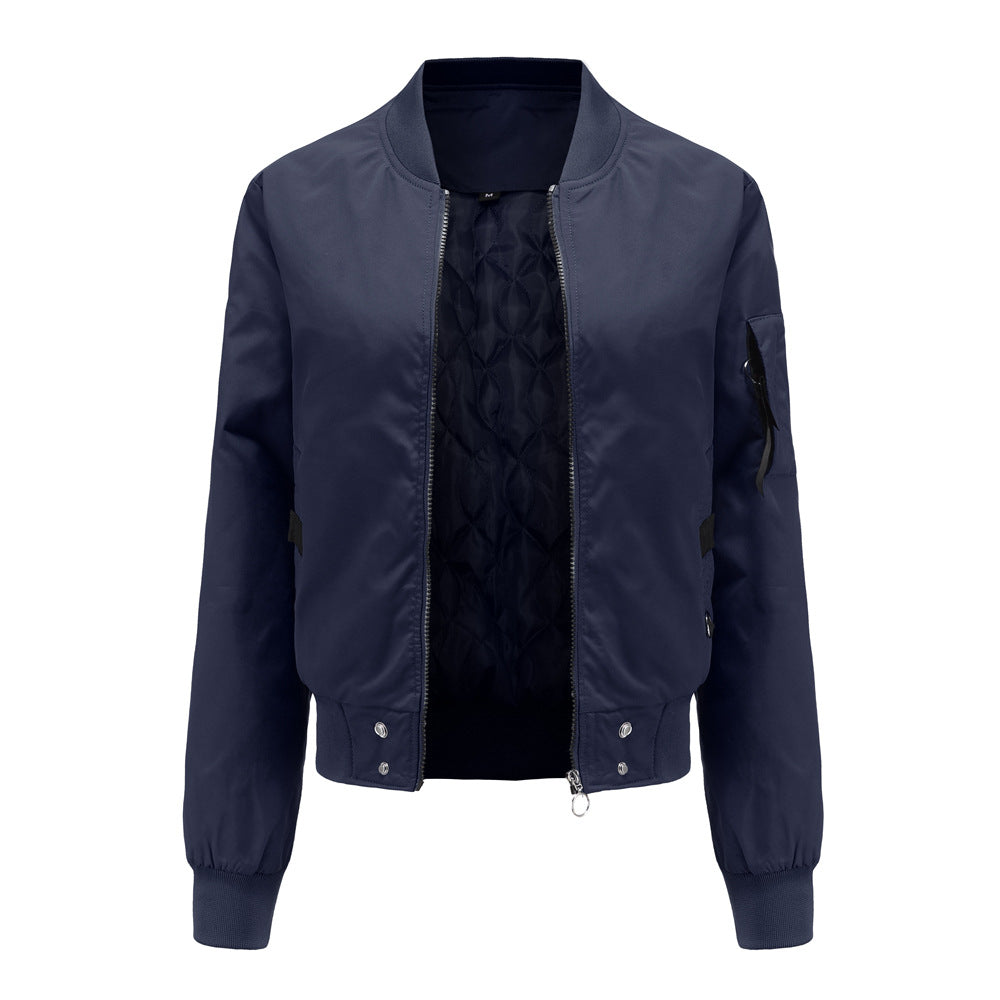 Damen modische Bomberjacke mit praktischen Taschen und seitlichen Einsätzen Drune