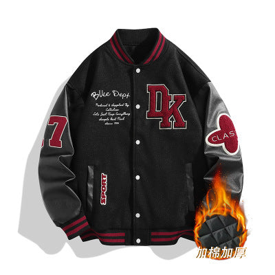 Herren Retro College Varsity Jacke mit gestepptem Thermofutter und Applikationen Drune